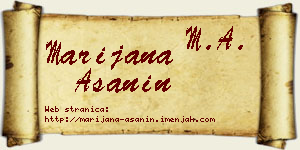 Marijana Ašanin vizit kartica